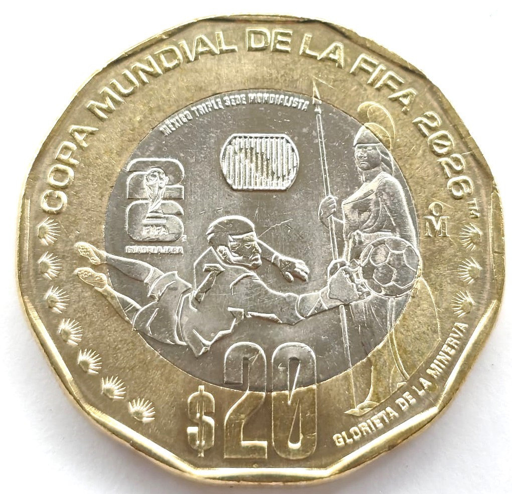 Meksyk 20 Peso 2026 – FIFA Mistrzostwa Świata 2026, Glorieta de la Minerva, Mennicza (UNC)