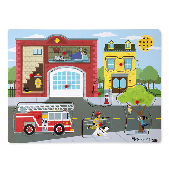 Zdjęcia - Zabawka edukacyjna Melissa&Doug Melissa & Doug, puzzle dźwiękowe Remiza strażacka 