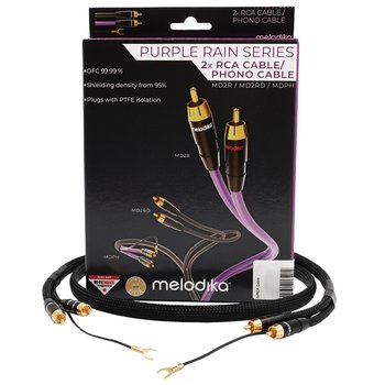 Melodika Purple Rain Black Edition MDPHD25 - Kabel gramofonowy 2xRCA Phono z żyłą uziemiającą 2,5m : Długość - 2,5m - Melodika