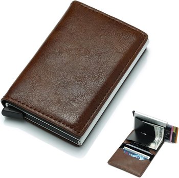 Men's Slim Wallet - Pop-Up Card Holder RFID Blocking Simple Business Credit Card Wallet with Money Pocket(Brown) - Other