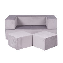 MeowBaby® Sofa Dziecięca Standard, Kanapa dla Dzieci, Welurowa, Szara