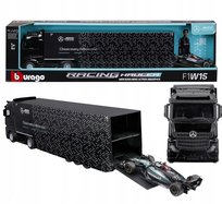 MERCEDES ACTROS CIĘŻARÓWKA Z NACZEPĄ + BOLID F1 GEORGE RUSSEL 1:43 BBURAGO