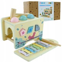 MERKAN Zabawka Edukacyjna Drewniana Przebijanka Sorter Wbijak Cymbałki