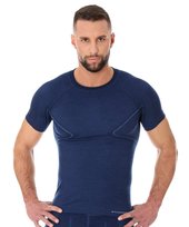 Męska Bluza sportowa Do Biegania Brubeck Active Wool Men'S T-Shirt | Granatowy - Rozmiar L