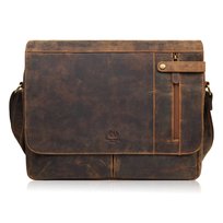 Męska brązowa skórzana torba na ramie na laptopa vintage Paolo Peruzzi T-148-HBR Paolo Peruzzi