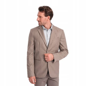 Męska klasyczna marynarka 80% poliester beżowa V3 OM-BLZB-0115 S - Ombre