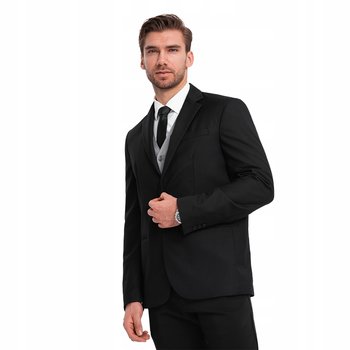 Męska klasyczna marynarka 80% poliester czarna V4 OM-BLZB-0115 S - Ombre