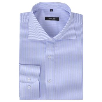 Męska koszula biznesowa biała w błękitne paski rozmiar M - vidaXL