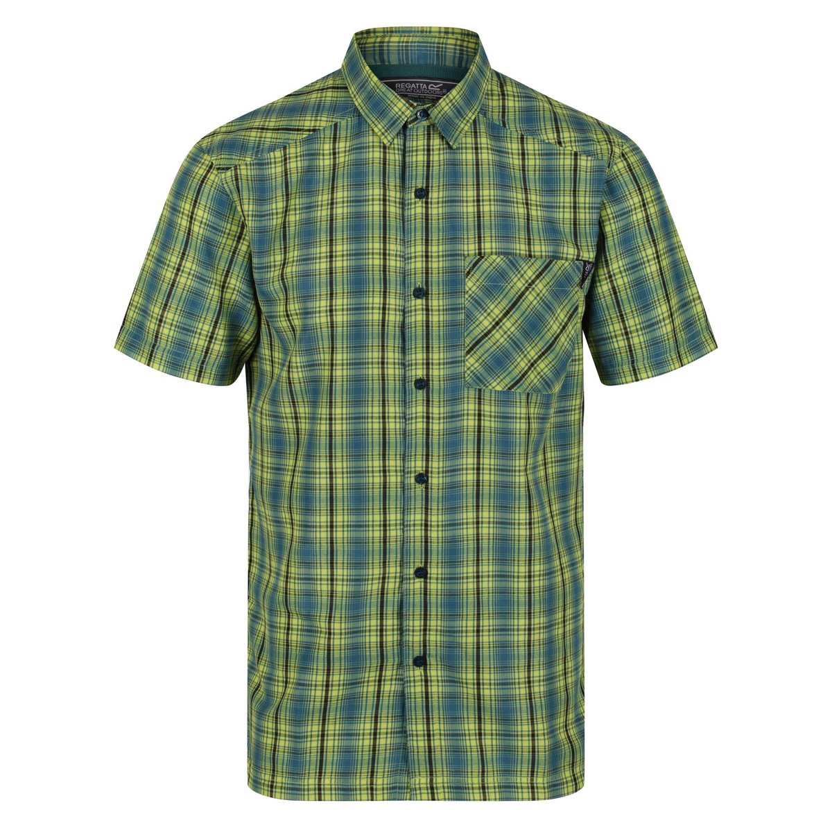 Regatta Kalambo V' Quick Drying Active Short Sleeve Check, Camicie Uomo