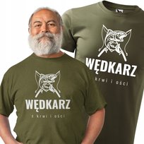 Męska koszulka dla Wędkarza Super prezent dla Taty Wędkarz z krwi i ości Militarna khaki oliwkowa 3XL Inna marka