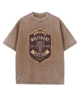 Męska koszulka oversize efekt sprania Akademia Wilka Zwierzęta Brązowa M