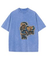 Męska koszulka oversize efekt sprania Bądź Kreatywny Rozwój Błękitna 3XL