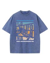 Męska koszulka oversize efekt sprania Californnia USA Niebieska XXL