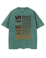 Męska koszulka oversize efekt sprania Cechy Cudownej Kobiety Zielona S