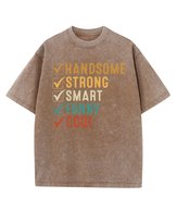 Męska koszulka oversize efekt sprania Cechy Mężczyzny Brązowa 3XL