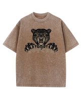 Męska koszulka oversize efekt sprania Dzika Pantera Zwierzęta Brązowa 3XL