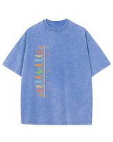 Męska koszulka oversize efekt sprania Ewolucja Rozwój Grafika Błękitna XXL