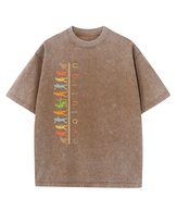 Męska koszulka oversize efekt sprania Ewolucja Rozwój Grafika Brązowa XXL