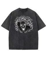 Męska koszulka oversize efekt sprania Horror Bestia Strach Czarna XXL