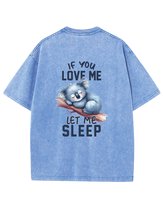 Męska koszulka oversize efekt sprania Koala Daj mi Spać Błękitna S