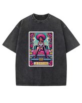 Męska koszulka oversize efekt sprania Latynoska Dziewczyna Czarny S