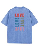 Męska koszulka oversize efekt sprania Miłość Love Nowoczesność Błękitna M