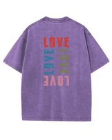 Męska koszulka oversize efekt sprania Miłość Love Nowoczesność Fioletowa M