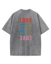 Męska koszulka oversize efekt sprania Miłość Love Nowoczesność Grafitowa M