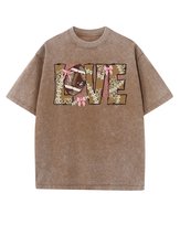 Męska koszulka oversize efekt sprania Miłość Love Piłka Nożna Brązowa XL