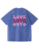 Męska koszulka oversize efekt sprania Miłość Love Razem Niebieska L