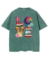 Męska koszulka oversize efekt sprania Miłość Love Wakacje Zielona S