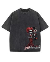 Męska koszulka oversize efekt sprania Mroczna Para Miłość Czarna XXL