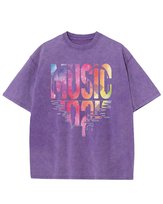 Męska koszulka oversize efekt sprania Muzyka Styl Odbicie Fioletowa M