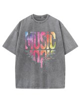 Męska koszulka oversize efekt sprania Muzyka Styl Odbicie Grafitowa M