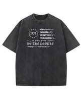 Męska koszulka oversize efekt sprania Niepodległość 1776 USA Czarna XL