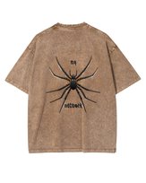 Męska koszulka oversize efekt sprania Pająk Moja Sieć Brązowa 3XL