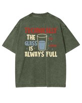 Męska koszulka oversize efekt sprania Pełna Szklanka Pozytywność Khaki XXL