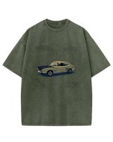Męska koszulka oversize efekt sprania Samochód Klasyk Khaki M