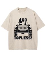 Męska koszulka oversize efekt sprania Samochód Śmieszne Beżowa 3XL