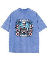 Męska koszulka oversize efekt sprania Słodki Szkielet Sarkazm Błękitna 3XL