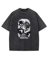 Męska koszulka oversize efekt sprania Szkielet Para Młoda Czarna XXL