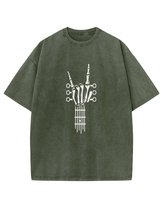 Męska koszulka oversize efekt sprania Szkielet Rock and Roll Khaki XL