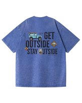 Męska koszulka oversize efekt sprania Wakacje Podróż Natura Niebieska M