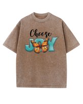 Męska koszulka oversize efekt sprania Wybierz Szczęście Brązowa XXL