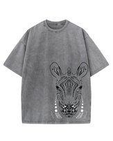 Męska koszulka oversize efekt sprania Zebra Afrykański Wzór Grafitowa M