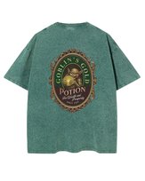 Męska koszulka oversize efekt sprania Złoto Goblin Mikstura Zielona L