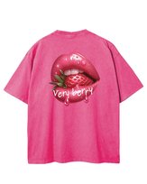 Męska koszulka oversize Very Berry - efekt sprania Różowa 3XL