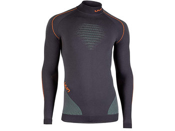 Męska koszulka termoaktywna UYN Evolutyon uw Turtle Neck Charcoal/Green/Orange sh - UYN