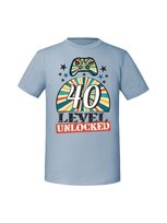 Męska koszulka  z nadrukiem - 40 Level Unlocked Mineralny Błękit M TAGFORCE