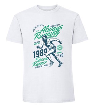 Męska koszulka z nadrukiem - Always Running - biały 3XL - TAGFORCE